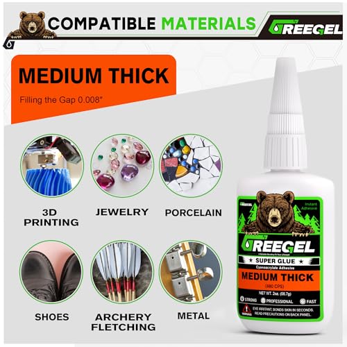 Liquid Medium Thick Super Glue 2 oz + 3g Gel Glue for Ceramic - color: Medium Thick Viscosity, size: 2 oz