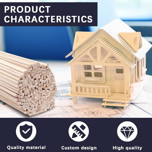 600 Pcs Balsa Wood Sticks 1/8 x 1/8 x 12 Inch balsa Wood Strips Hardwood Square Dowels balsa Wood dowels Unfinished Wooden Strips for Craft DIY Supplies Square Wooden dowels - color: 600 Pcs Balsa Wood Sticks 3mm