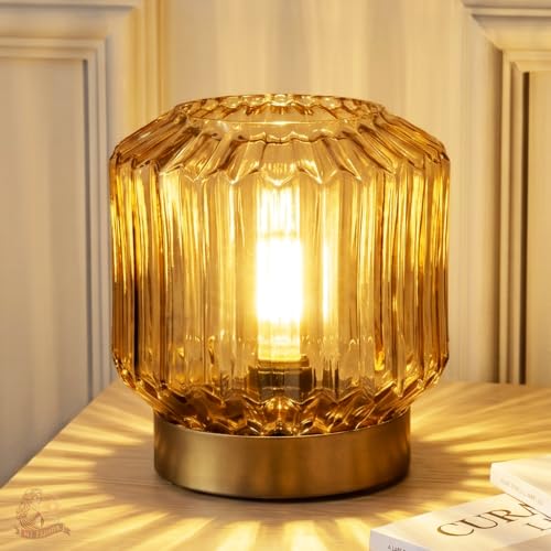 MJ PREMIER Battery Operated Lamp, Small Cordless Lamp with Timer Amber - color: Amber