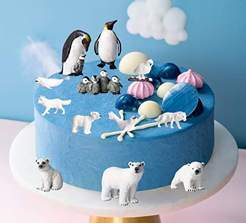 EOIVSH 12PCS Plastic Polar Animals Toy Figures, Realistic Arctic Animal Figurines for Kids, Education Sea Creature Toys Set with Polar Bear Family Emperor Penguin Family Arctic Fox Wolf - style: 12 PCS