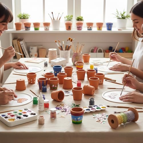 Mini Terracotta Pots – Small Clay Flower Pots for Succulents, Cactus, DIY Crafts, Fairy Garden, School Projects, Mini Planters, Set of 30 (Straight Cylinder, 1.2 Inch) - size: 1.2 Inch, style: Straight Cylinder