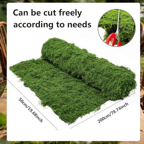 Fake Moss Table Runner for Crafts 19.68" x 78.74" Artificial Moss Sheet Roll, Waterproof Green Sheet Moss for Indoor Plants, Faux Moss Mat for Wedding DIY Centerpieces Fairy Garden Wall Decor - color: Light Green- 19.68×78.74 Inch/0.5×2 M