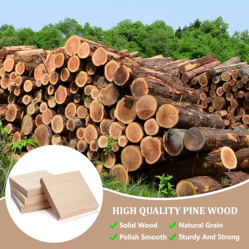 Wooden Blocks Wood Blocks for Crafts, 4 PCS 6″X6″X1″ Blank Wood Squares - size: 6″x6″x1″ - 4PCS
