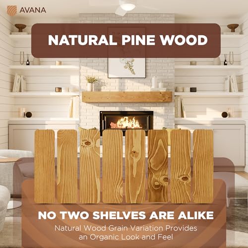 Avana Rustic Fireplace Mantle Shelf 60 Inches - Handcrafted Wood Mantles for Over Fireplace - Wall Mounted Farmhouse Fireplace Mantel Shelf - Floating Fireplace Mantels 60 Inch X 8 X 5 Rustic Natural - color: Rustic Natural, size: 60 X 8 X 5