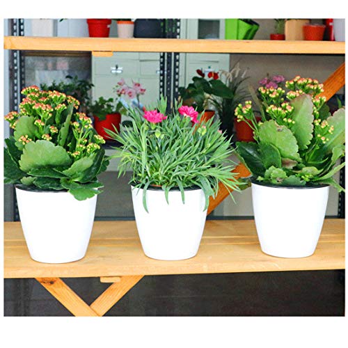 5.2“ Self Watering Planter White Flower Pot, 3 Pcs Medium Planter Pot, Mini Plant Pot, for All Plants, Herbs, African Violets, Succulents, Flowers Or Start Plants, White, 5 inch - size: 5.2 Inch