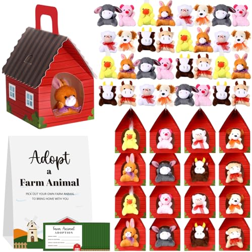 Blueweenly 73 Pcs Adopt a Farm Animal Set Party Favors Mini Plush Farm Toys - style: Farm Animal