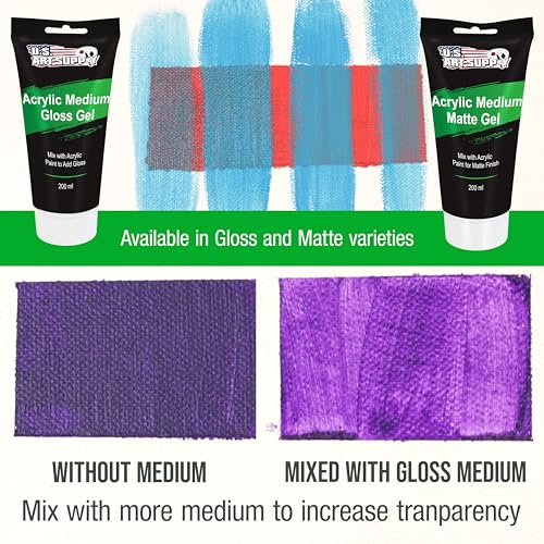 U.S. Art Supply Clear Acrylic Gel Medium Gloss, 200ml - (6.7 Ounce) Tube - size: 6.76 Fl Oz (Pack of 1)
