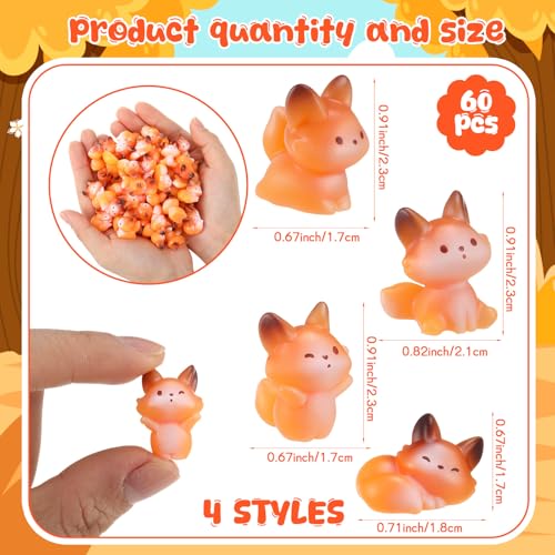 Geelin 60 Pcs Mini Resin Fox Figure Bulk Miniature Figurine - style: Fox