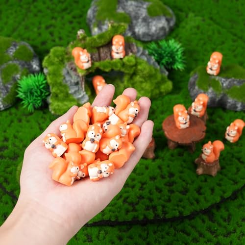 50 Pcs Mini Squirrel Figurines, 2.1 x 1.4cm Resin Squirrel Decor Bulk - style: 50 Pcs Classic