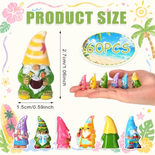 Yaomiao 60 Pcs Mini Hawaii Gnome Figurines Bulk Resin Gnome Statues - style: Hawaii Gnome