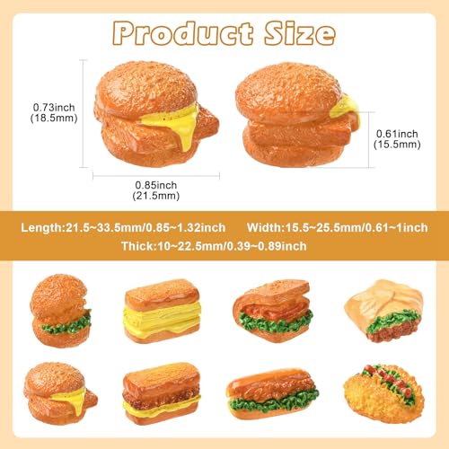 Stiesy 16 Pcs Mini Hamburger Replicas Set Resin Miniature Food Figurines Bread Models for Diner Theme Display Adult Collectible Shelf Decor Mixed Style - color: Hamburger-16pcs