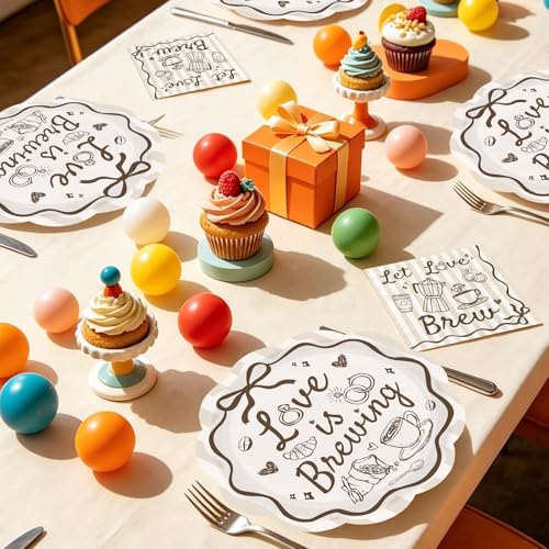 100Pcs Love Is Brewing Bridal Shower Party Decorations Serves 50 - style: Rustic