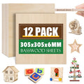 12 Pack Basswood Sheets 1/4x12x12 Inch, 6mm Basswood for Laser Cutting and Engraving, 1/4 Plywood Boards for Crafts,Wood Burning,Architectural Models, Painting. - size: 12P 12x12x1/4in