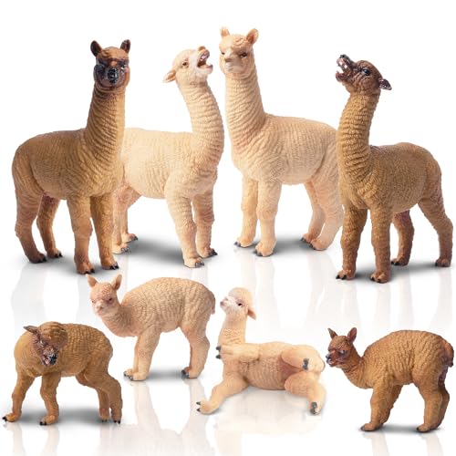 Toymany 8PCS Realistic Alpaca Figurines Llama Figures - Plastic Forest Jungle Animal Figurines, Christmas Birthday Toy Gift for Kids Boys Girls - style: 8PCS Alpaca
