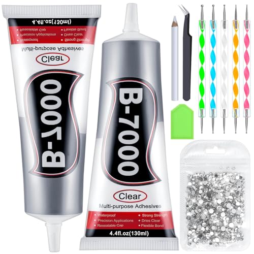 B7000 Rhinestones Glue for Crafts, 2pcs 130ML Glue of Diamond Jewelry - color: 2x130 ml / 4.4 oz
