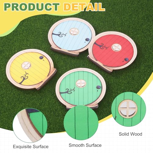 Fairy Garden Door Tree Dollhouse Wooden Door Miniature DIY Green - color: Green