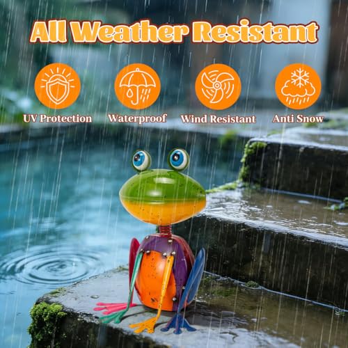 Frog Garden Decor Metal Yard Art - color: Green Frog