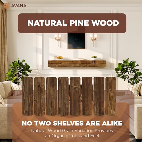 Avana Rustic Fireplace Mantle Shelf 60 Inches - Handcrafted Wood Mantles For Over Fireplace - Wall Mounted Farmhouse Fireplace Mantel Shelf - Floating Fireplace Mantels 60 X 8 X 5 - Rustic Traditional - color: Rustic Traditional, size: 60 X 8 X 5