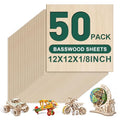 50 Pack Basswood Sheets 1/8x12x12 Inch 3mm Basswood for Laser Cutting, Drawing,Wood Burning, Architectural Models.Plywood Sheets Unfinished Wood Sheets for DIY Crafts. - size: 50P 12X12X1/8in