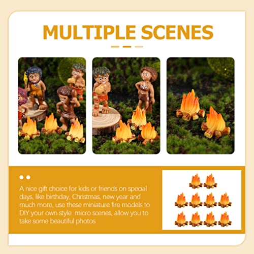 SHINEOFI 10Pcs Miniature Campfire Set - Realistic Bonfire Models for Fairy Gardens, Terrariums, Dollhouse Scenes, DIY Craft Projects, Flower Pot Decor, Mini Landscape Displays