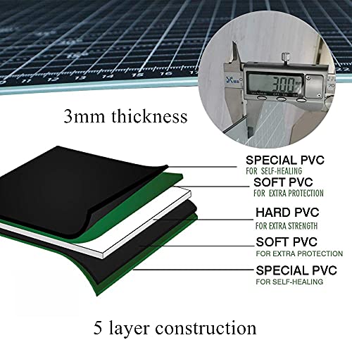 HEADLEY TOOLS 18" x 24" Thickened Self Healing Cutting Mat, A2 Rotary Cutting Sewing Mat for Crafts, Double Sided 5-Ply Table Cutting Board for Fabric Quilting Leather Arts Hobby Project, Grey/Black - color: Grey/Black, size: 23.6"L x 17.7"W