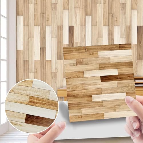 16 PCS Miniature Mini House Floor Tiles Self Adhesive Floor Tiles Faux 3D Brick Wall Paper Sticker for Mini House Decoration, 3.94 Inch, Simulated Wood - color: Simulated Wood