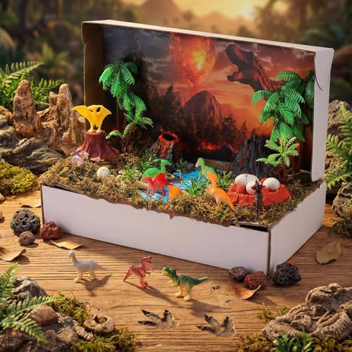 48 Pcs Dinosaur Diorama Kit Habitat Project Box Set - color: Dinosaur