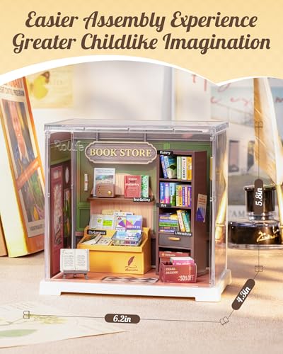 Rolife Super Creator Mini Series Bookstore, DIY Plastic Miniature Kits Retail Store Series, Mini Model House Building Set for Teens Aged 14+, DIY Crafts/Hobbies for Adults (Memory Book Store) - style: Memory Book Store