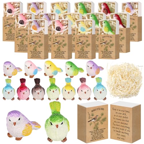 Yookeer 24 Sets Emotional Resin Bird Gifts Positive Resin Animal Birds - color: Multicolored, size: Bird