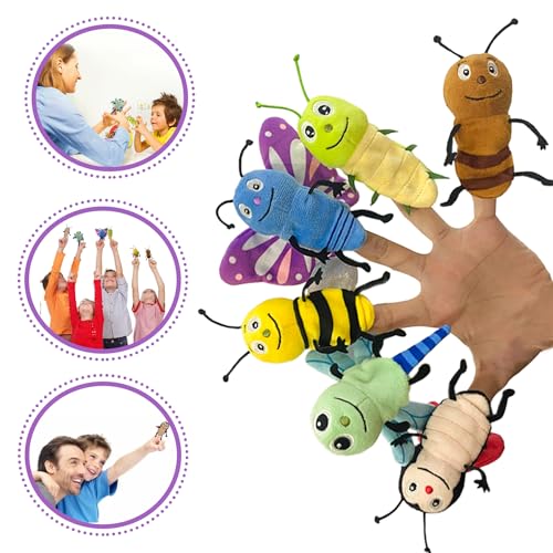 6pcs Insect Finger Puppet Set, Mini Hand Puppets Suitable for Kids, Cute Insect Animal for Role-Playing and Storytelling, Realistic Finger Puppet for Toddlers - color: Insect