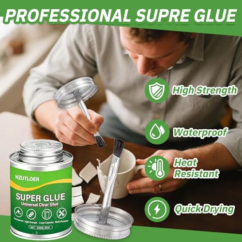 Super Glue,Clear Glue with Brush,All Purpose Strong Adhesive,Instant Superglue Multi-Purpose Glue for Wood,Ceramic,Leather,Plastic,Glass,Metal,Rubber,DIY Crafts