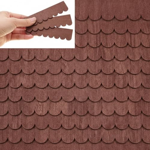Wenqik 100 Strips Dollhouse Roof Shingles, Chestnut Brown - color: Chestnut Brown