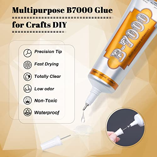 B7000 Glue Clear Adhesive, Jewelry Bead B-7000 Glue Semi Fluid Adhesive Glue High Viscosity with Precise Tips for Rhinestones Fabric, Glass, Jewelry Making, DIY Art Crafts, Leather, Toys (2x25ML) - color: 2 x25 ML/ 2.1fl oz