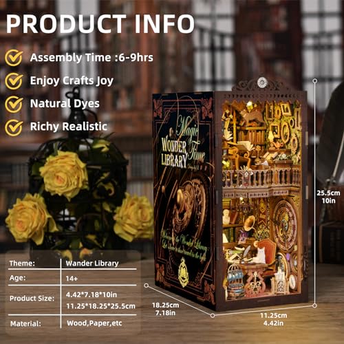 TOYQI Book Nook Kit, DIY Miniature Dollhouse Kit for Adults and Teens - color: Wonder Libraty