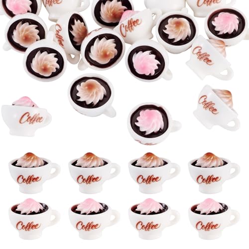 FASHEWELRY 20Pcs Mini Coffee Cups Resin Miniature Ornaments Coffee Mug Model Tea Cup Halloween Dollhouse Miniatures for Keychain Dollhouse Party Decor Ornaments - color: 2 Colors-coffee Cups