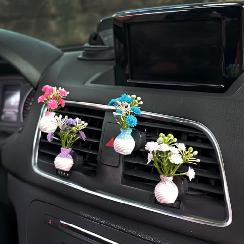 Set of 4 Cute Flower Bouquet Car Air Freshener Vent Clips, Mini Artificial Flowers for Car Air Vent Decoration, Auto Interior Dashboard Ornament Accessories (Gypsophila 02#) - color: Gypsophila 02#