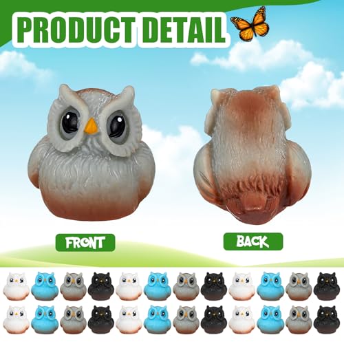 Weysat 60 Pcs Mini Resin Owls Miniature Figurines Tiny Resin Owls
