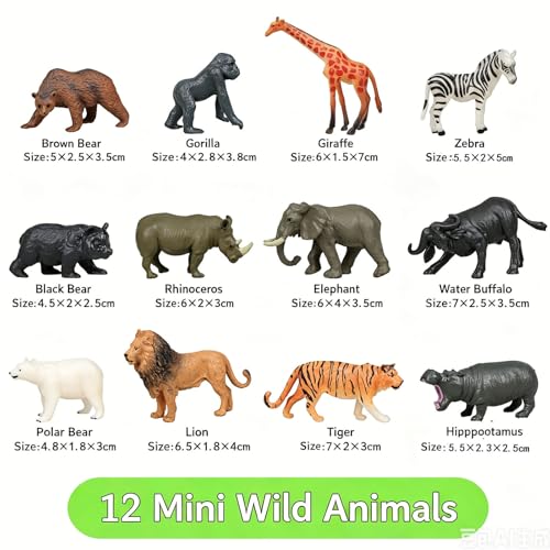 12 PCS Forest Animals Figurines Wildlife Jungle Animal Statue