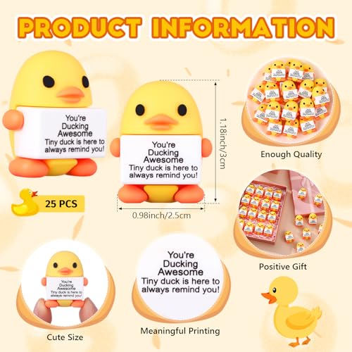 Gejoy 25 Pcs Mini Rubber Duck Toys Positive Mini Ducks Figures - style: Duck
