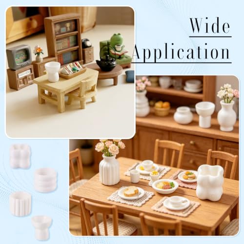 20Pcs White Mini Flower Vase Ornaments Miniature Flower Bottle Flowerpot Micro Landscape Dollhouse Accessories Pretending Prop Decoration Doll House Small Flower Vase Deco Table Garden Decor - style: White Vase-4 styles