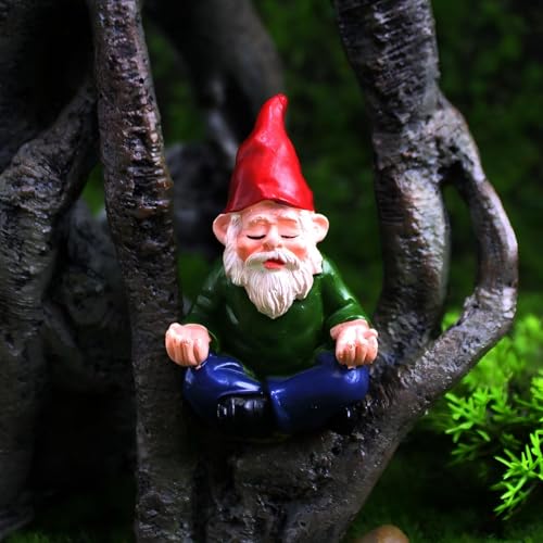 Miniature Garden Gnome Figurines, Yoga Poses, 2.2 Inch, Set of 4, Hand-Painted Desk Decor - color: 4 Pcs Gnomes Yoga Set