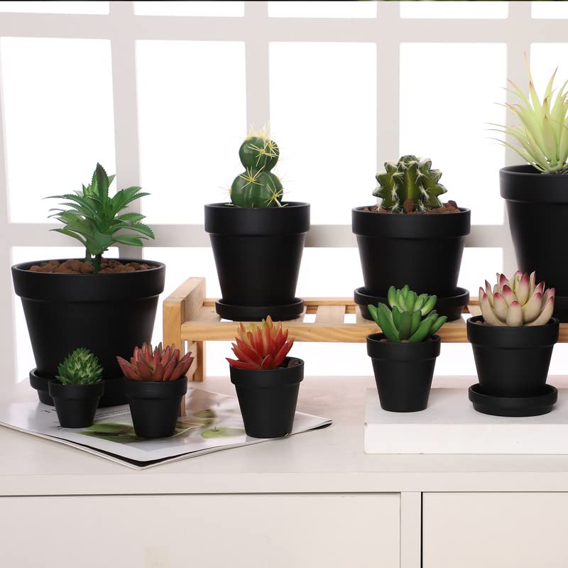 Yishang 1.9 Inch Tiny Black Terracotta Pots Pack of 72-Small Mini White Clay Pots with Drainage Holes Flower Nursery Terra Cotta Planter for Tiny Cactus,Herb,Succulent Plants,Crafts - color: Black