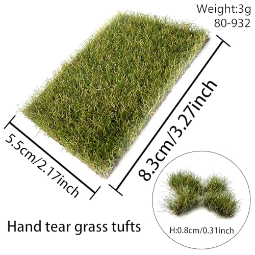 Miniature Model Grass Tufts & 8mm Static Grass Sheets for Diorama - 3.27x2.17 Inch Terrain Scenery for Railway, Train, Car Diorama & Miniature Scene Models (Autumn Green) - color: Autumn Green
