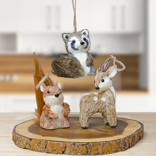 AuldHome Design Woodland Friends Figurines (Set of 3, Deer/Raccoon/Squirrel); Forest Animals Decor for Fall, Christmas, Winter and Themed Decor or Parties - size: Deer / Raccoon / Squirrel