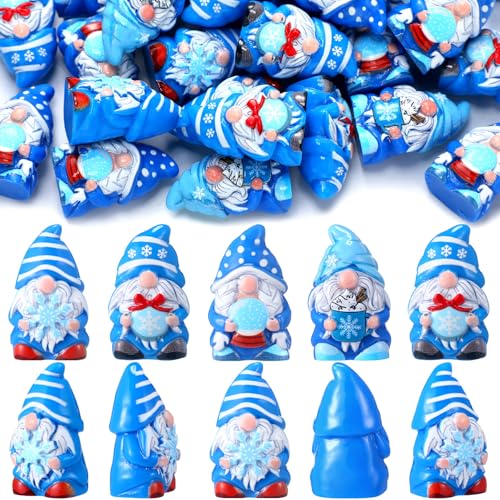Yaomiao 40 Pcs Mini Resin Winter Gnomes Figurines Winter Snowflake Gnomes Statues Snowflake White and Blue Gnome Figures Table Decor for Holiday Festive Home Kitchen Tiered Tray - style: Winter Multi-color
