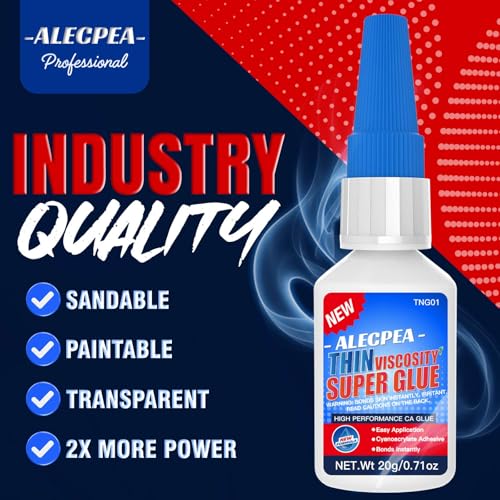 ALECPEA Thin CA Glue 20g, Cyanoacrylate Super Glue with 3 Droppers - color: Super Glue