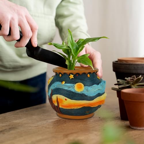 Starry Night Planters for Indoor Plants - 5.4inch Unique Flower Pot - color: Colour-b