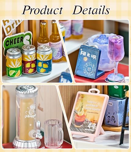 Relax Bar Super Miniature House Kit - DIY Plastic 3D Model Building Set for Teens, Build Your Own Mini Bar Scene with Dustproof Case, Creative Craft Gift for Girls Women - color: Relax Bar, size: Small