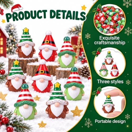 Yaomiao 60 Pcs Mini Resin Christmas Gnomes Figurines Bulk Small Resin Christmas Tree Gnome Miniature Gnomes Decoration for Table Landscape Tiered Tray Decor - style: Christmas Multi-color