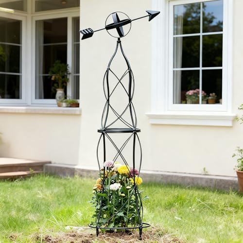 41" Obelisk Trellis for Climbing Plants - Indoor/Outdoor Support - color: black-41"x10"